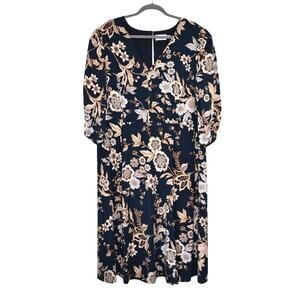 Eliza J Dress Size 18W Women's Floral Navy Blue Multicolor Lined Fairy Wedding